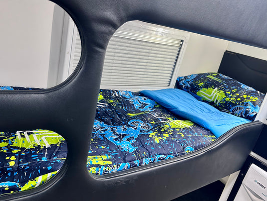 Single Bunk Bed Caravan Zip Quilt - Motorbike
