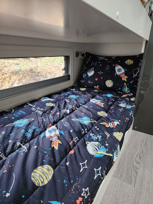 Single Bunk Bed Caravan Zip Quilt - Space